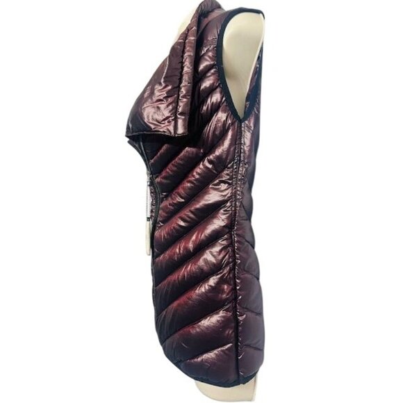 Calvin Klein Metallic Puffer Asymmetrical Zip Chevron Quilted Design Vest XS - Picture 4 of 9